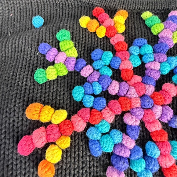 Michael Simon Event Women's Sweater Black Bobble Snowflake Long Sleeve Y2K  Sm - Picture 8 of 11